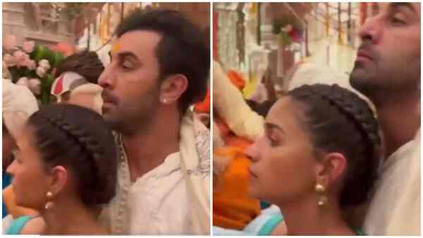 Viral video - Ranbir Kapoor protects Alia Bhatt from a mob of crowd at the exit of Ayodhya Ram Temple