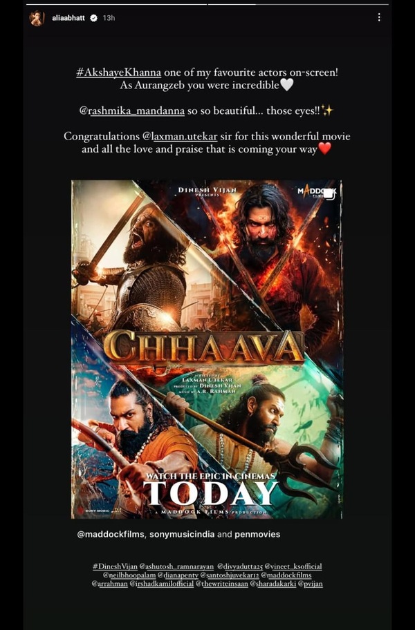 Alia Bhatt reviews Chhaava
