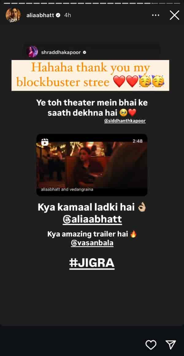 Alia Bhatt's Instagram story