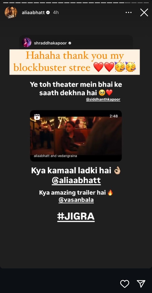 Alia Bhatt's Instagram story