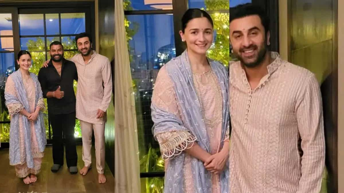 Alia Bhatt, Ranbir Kapoor Twin In Light Peach Traditional Attires As ...