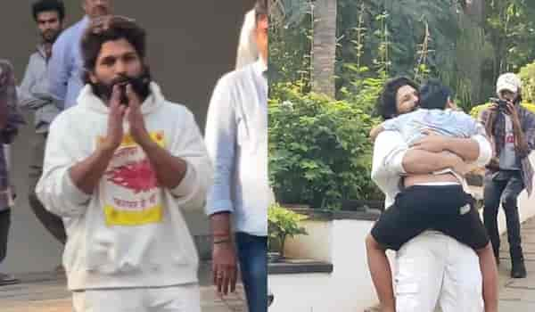 Pushpa 2 actor Allu Arjun hugs family members, interacts with media after walking out of jail; folds hands with a smile | WATCH