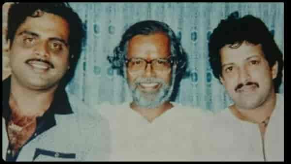 Ambareesh and Vishnuvardhan with filmmaker Puttanna KanagalAmbareesh and Vishnuvardhan with filmmaker Puttanna Kanagal