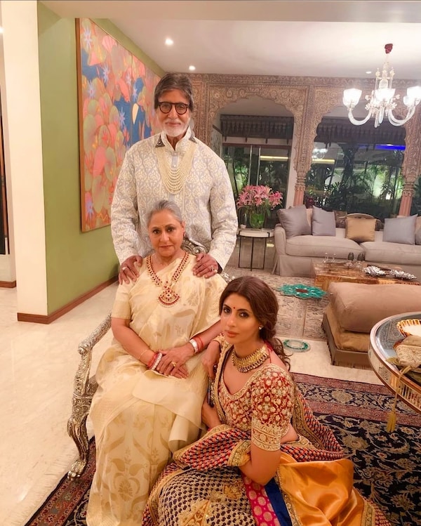Amitabh Bachchan and Jaya Bachchan with daughter Shweta