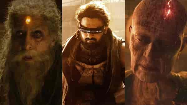 Amitabh Bachchan as Ashwatthama, Prabhas as Bhairava, and Kamal Haasan as Supreme Yaskin in Kalki 2898 AD.