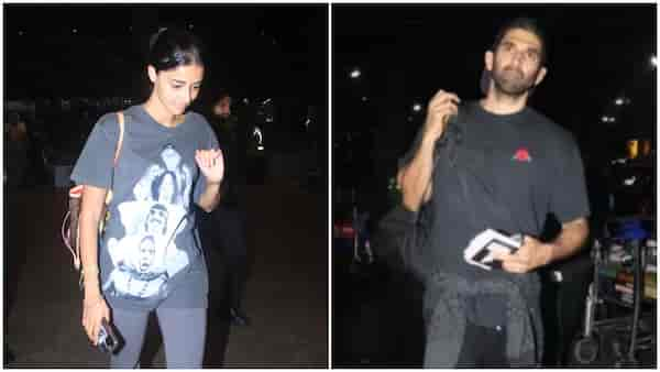 Rumoured couple Ananya Panday and Aditya Roy Kapur return to Mumbai twinning in grey at the airport