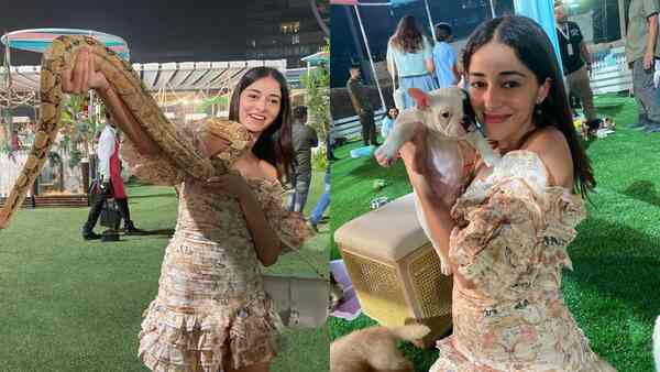 'My definition of heaven,' Ananya Panday gently holds snakes and puppies in her hands; see pics!