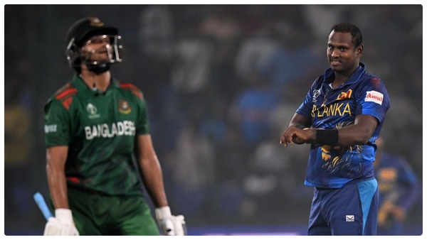 Angelo Mathews after dismissing Shakib Al Hasan