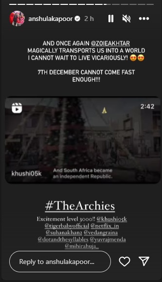 Anshula Kapoor's Instagram Story.