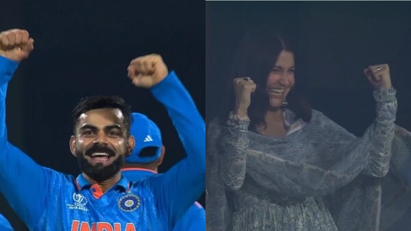 Anushka Sharma copies Virat Kohli’s reaction after he takes a wicket against Netherlands; sparks hilarious reactions online