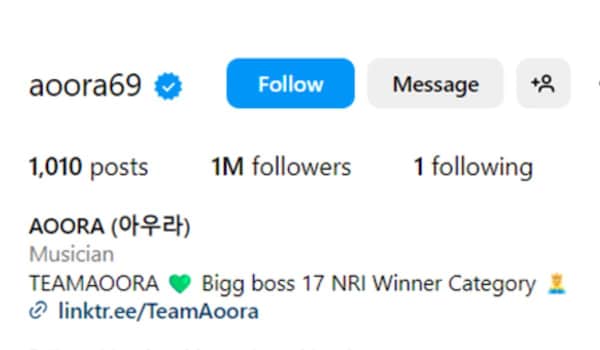 Aoora changes his Instagram profile