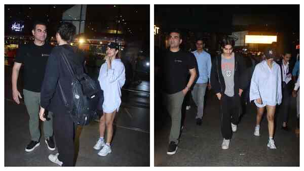 In photos: Malaika Arora and Arbaaz Khan happily receive son Arhaan Khan at the airport