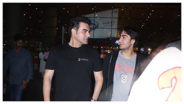 Arbaaz Khan with Arhaan Khan at Mumbai airport. (Source: Manav Manglani)