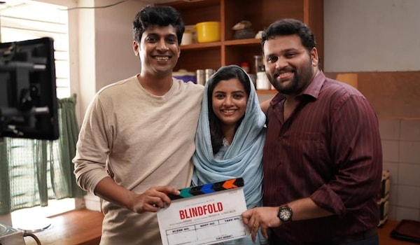 Arjun Radhakrishnan and Lijomol on the sets of Blindfold