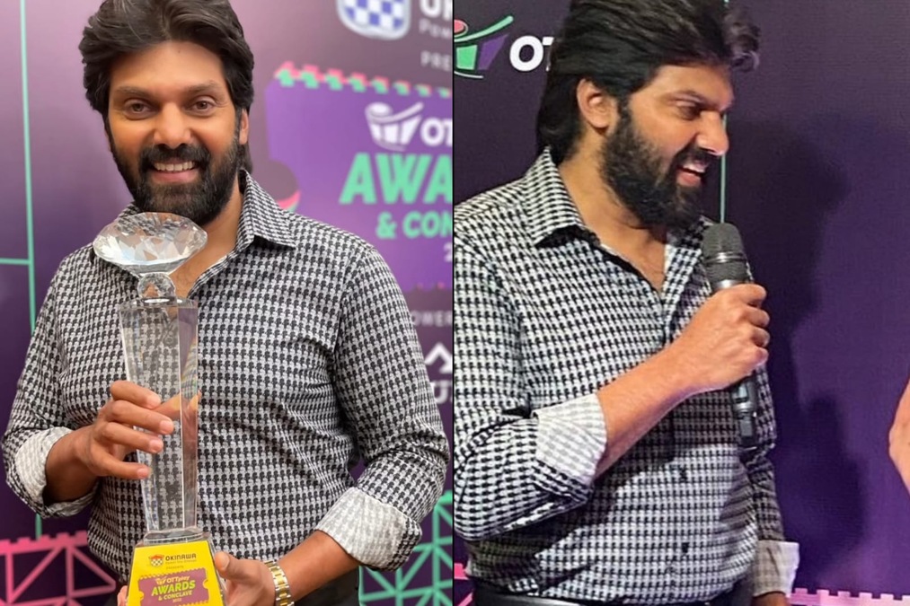 OTTplay Awards 2022: Arya flaunts his Best Actor Award for Sarpatta Parambarai; Sayyesha calls it a proud moment