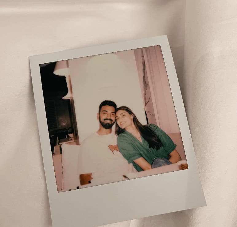 Athiya and Rahul in a polaroid