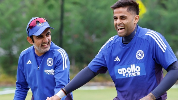 Coach Gautam Gambhir and captain Suryakumar Yadav during the practice session. Image | BCCI on X