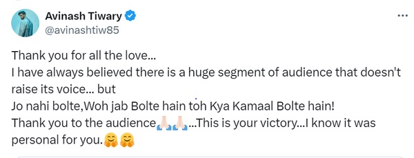 Avinash Tiwary's Tweet