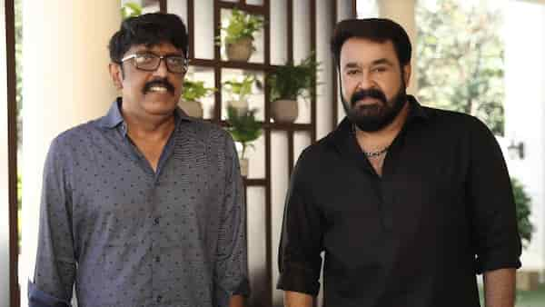 B Unnikrishnan and Mohanlal on the sets of Aaraattu