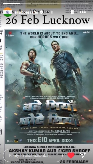 Ali Abbas Zafar's Instagram Story.