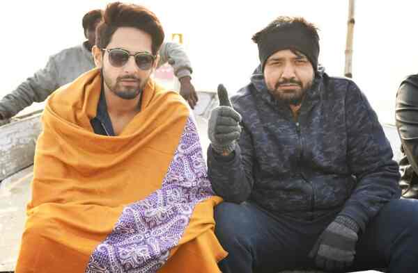 Zaid Khan with director Jayathirtha during the shoot in Varanasi