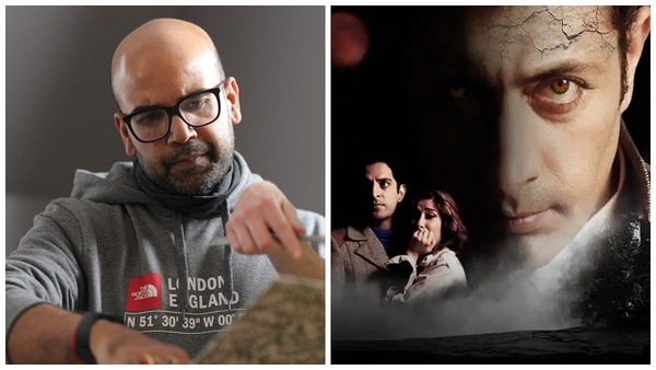 Sam Bhattacharjee and a poster of Barun Rai and the House on the Cliff