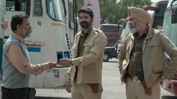 Barun Sobti and Suvinder Vicky in a scene from Kohrra. Netflix