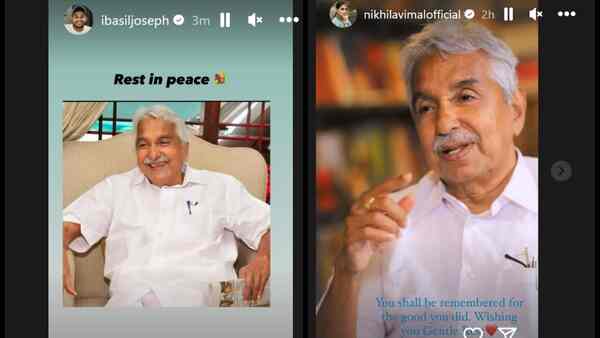 Basil Jpseph and Nikhil Vimal's posts about Oommen Chandy