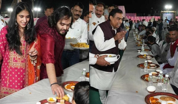 Ahead of the extravagant wedding, Anant Ambani and Radhika Merchant serve food to the villagers in Gujarat’s Jamnagar