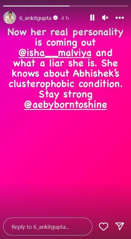 Ankit Gupta's Instagram story