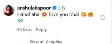 Anshula Kapoor's comment.