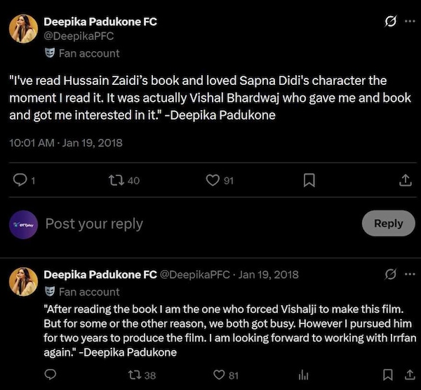 Deepika Padukone on Sapna Didi biopic