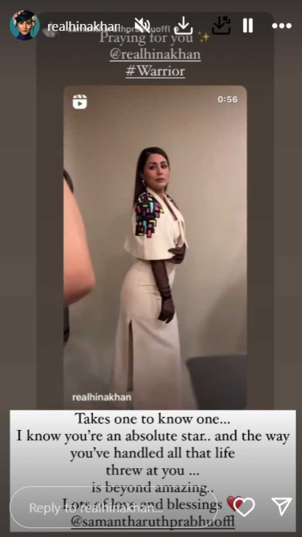 Hina Khan's Instagram story.