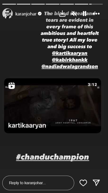 Karan Johar's Instagram story.