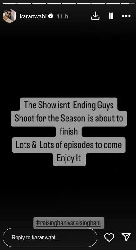 Karan Wahi's Instagram story.