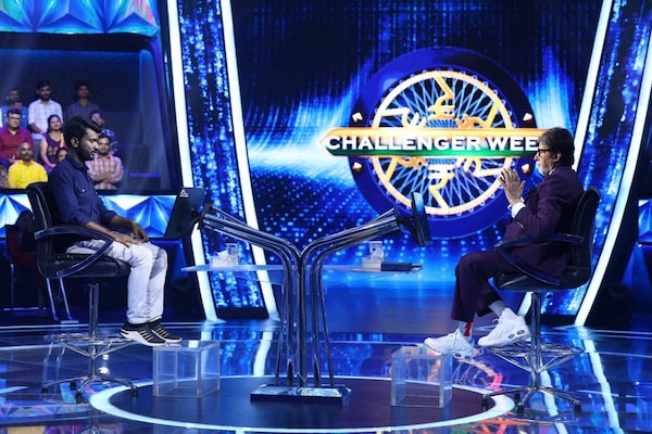 Amitabh Bachchan with Kaun Banega Crorepati 16 Krishna Selukar