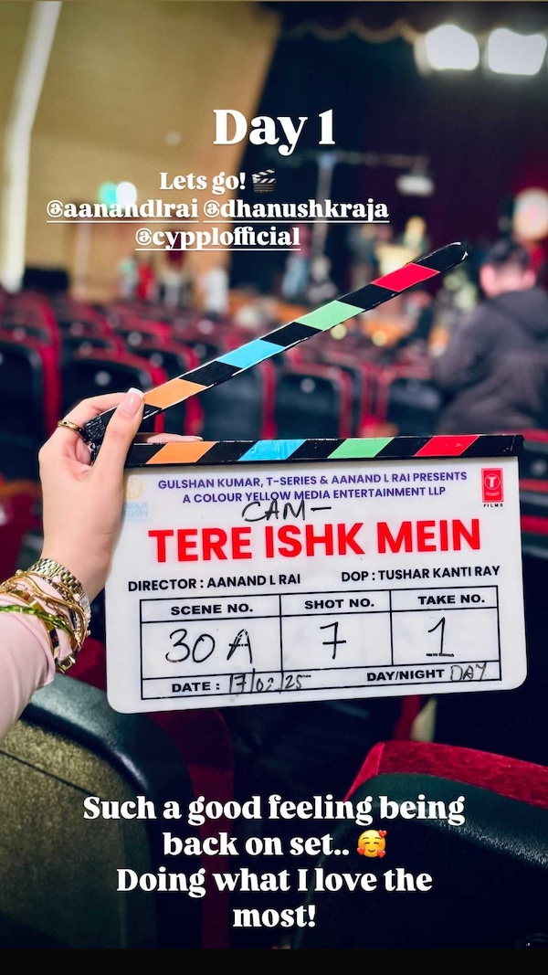 Kriti Sanon begins shooting for Tere Ishk Mein