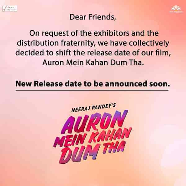 Note by Auron Mein Kahan Dum Tha makers.