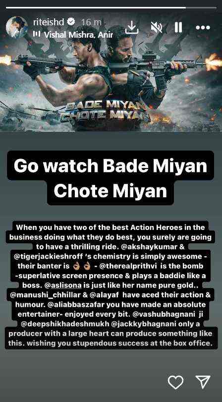 Riteish Deshmukh reviews Bade Miyan Chote Miyan.