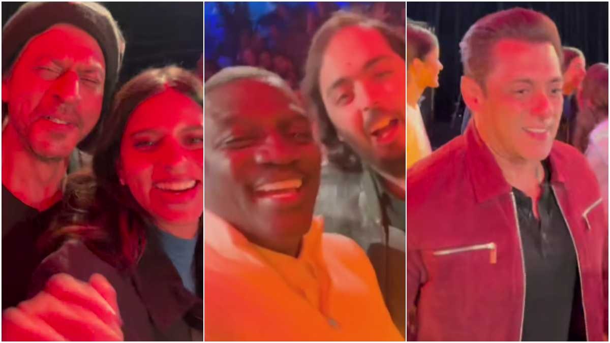Shah Rukh Khan and Salman Khan break the dance floor as they dance to Chammak Challo with Akon at Ambani pre-wedding Day 3 | Watch here