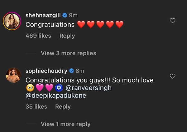 Shehnaz Gill and Sophie Choudry congratulate the expecting parents