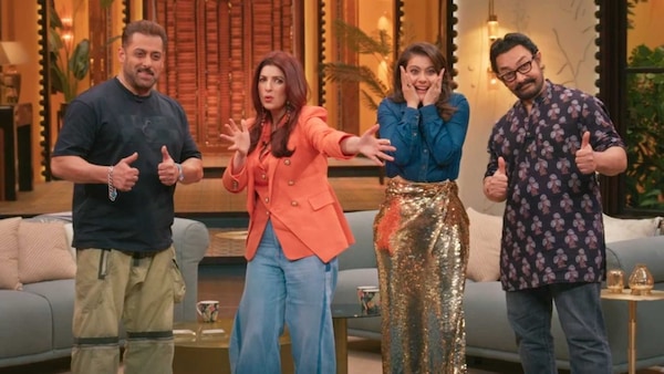 Aamir Khan and Salman Khan on the sets of Two Much with Kajol and Twinkle