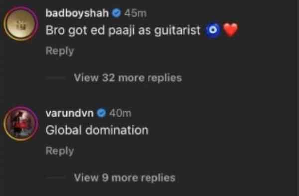 Varun Dhawan and Badshaah react to Diljit Dosanjh's post