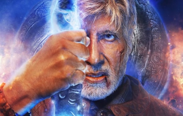 Brahmastra motion poster: Amitabh Bachchan is The Wise Leader holding PRABHĀSTRA: The Sword of Light