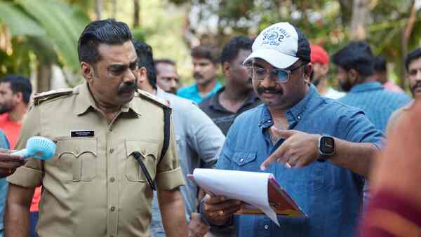 Biju Menon and Jis Joy during the shoot of Thalavan