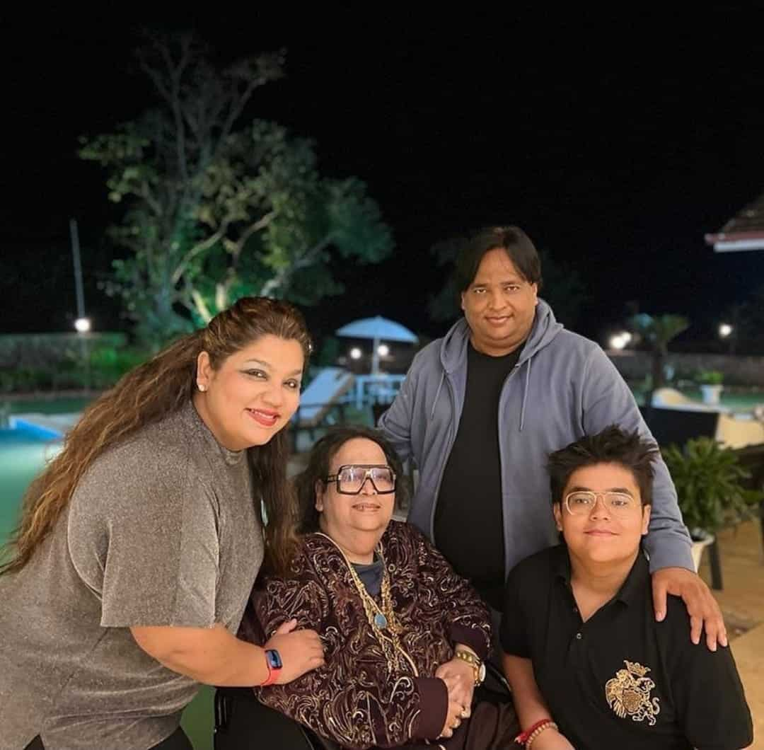 Bappi with daughter Reema, son-in-law Govind and grandson Swastik.