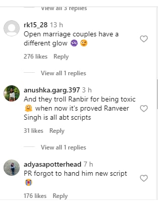 Popular comments on Instagram.