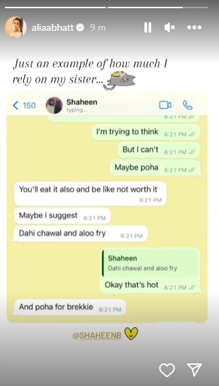 Alia Bhatt's Instagram Story