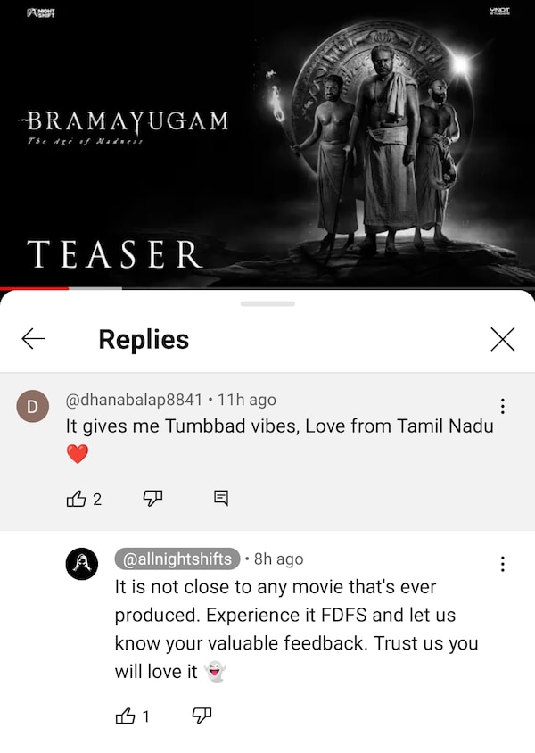 Bramayugam makers react to comparisons with Tumbbad