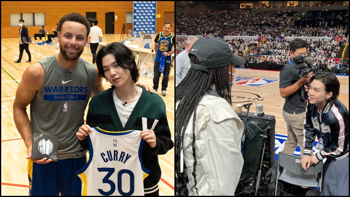 Suga From BTS Shows Off Golden State Warriors Jersey - Inside the
